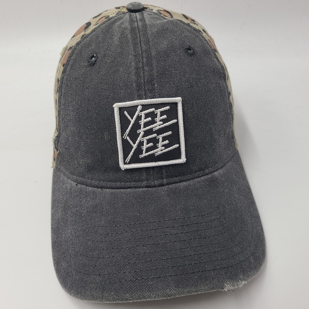 Women Yee Yee Hat Snapback Black Beige Leopard Print Distressed Outdoors Casual